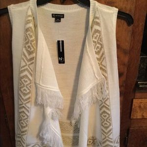 Long sleeveless open front sweater- size OX